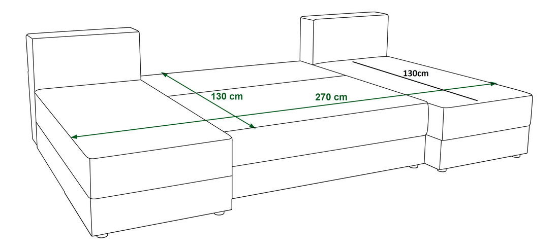 Kutna garnitura u obliku slova U Radiant U1 (crna + siva)