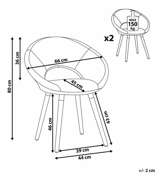 Set blagovaonskih stolica 2 kom. Roslav (crna)