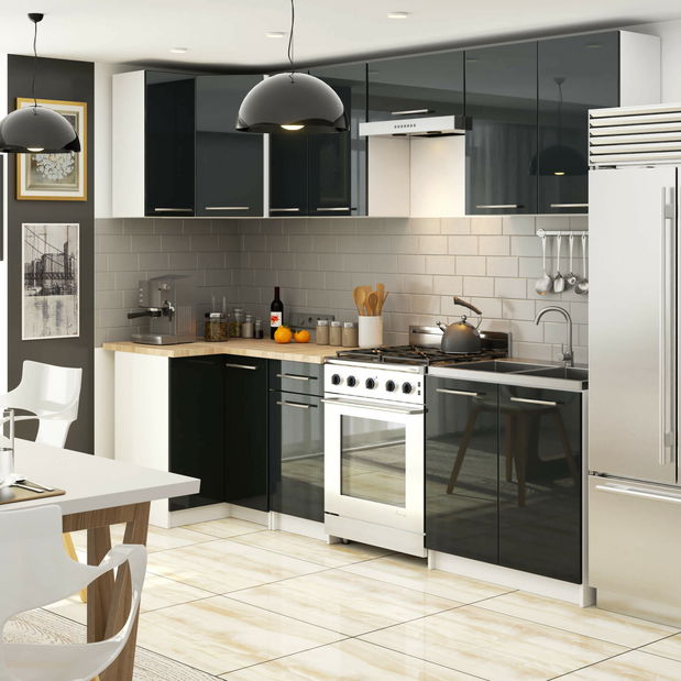 Horná kuchynská skrinka Ozara W50 H720 (biela + grafit lesk)