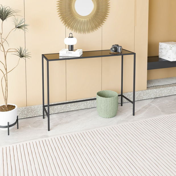 Măsuță consolă Canva (negru + sticlă)