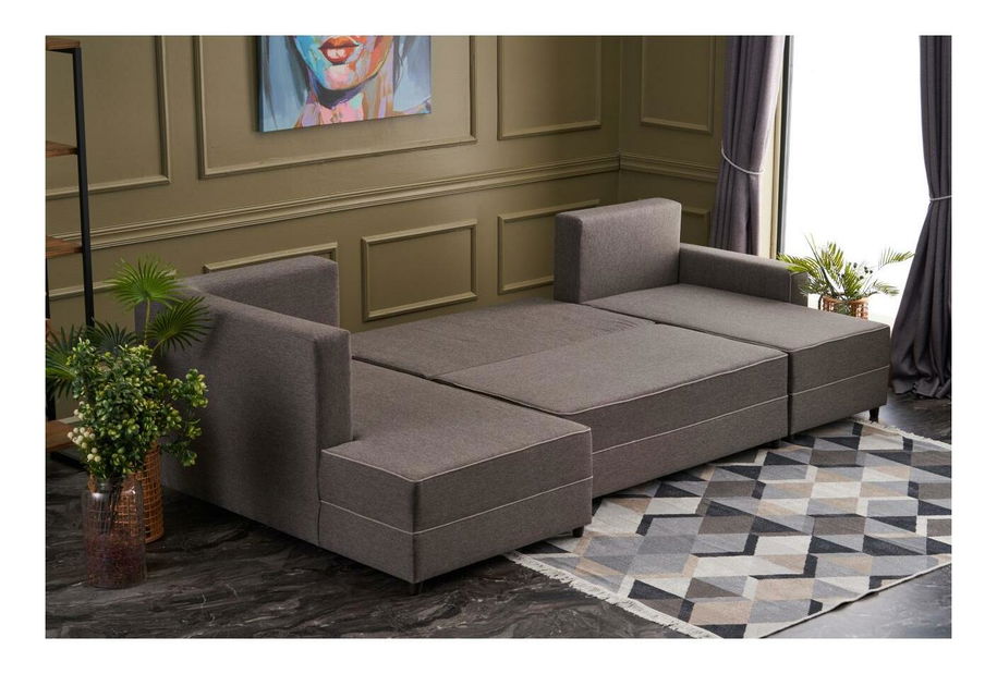 U alakú sarokkanapé Emilie (tárolóhellyel) (barna)