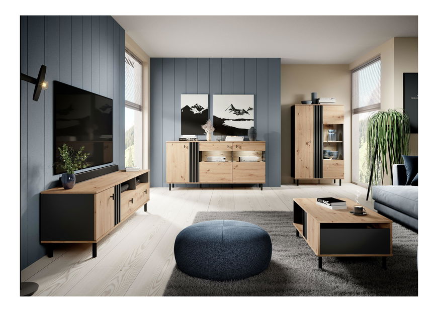 Mobilier living Madeira 1 (stejar artisan + negru antracit)