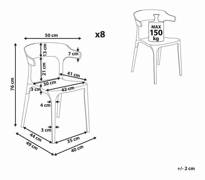 Set 8 ks jedálenských stoličiek Gerry (béžová)
