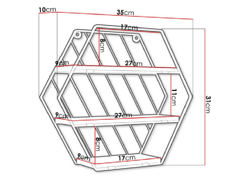 Raft hexagonal Ranelia (Negru + Maro deschis)