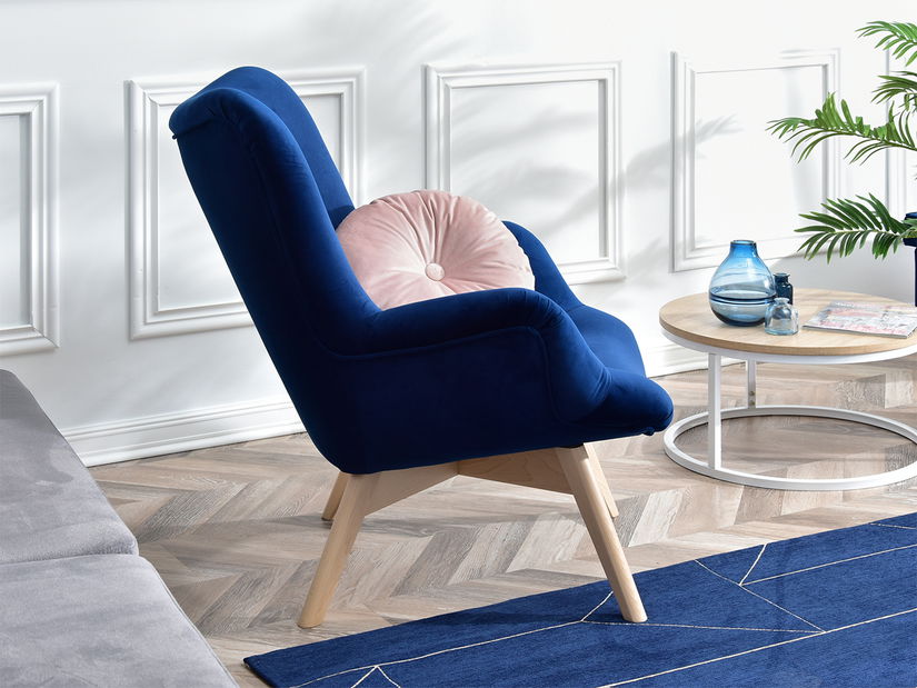 Relaxačné kreslo Florentino (tmavomodrá + buk)