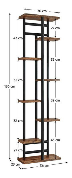 Suport flori Laban 4 (lemn închis + negru) 
