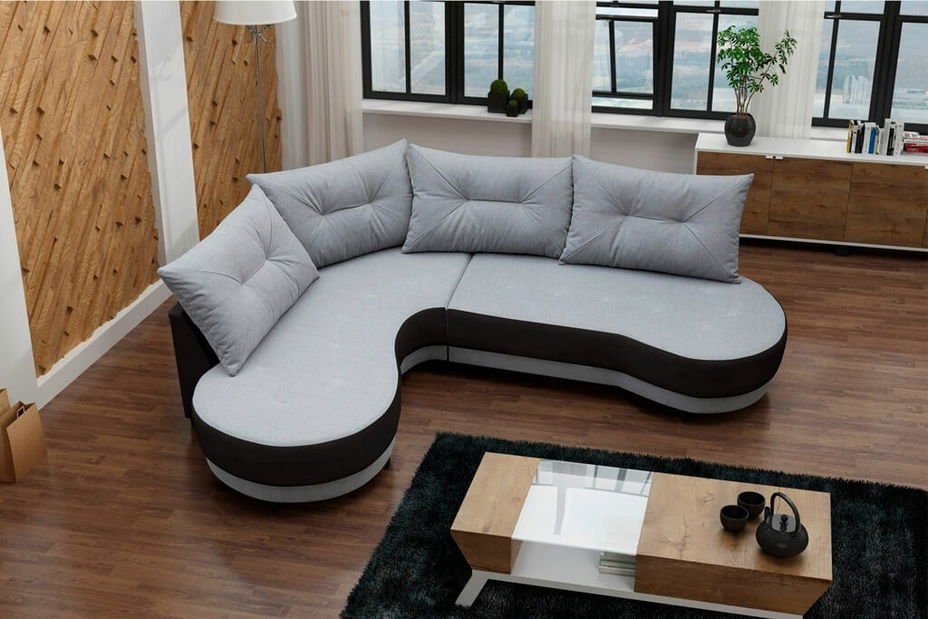 Kutna garnitura- Adam (svijetlosiva + crna) (L)