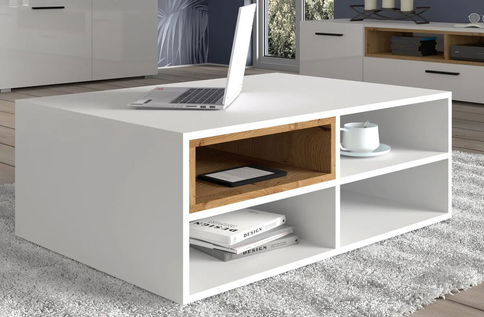 Măsuță cafea Anikka M (Stejar artisan + alb)