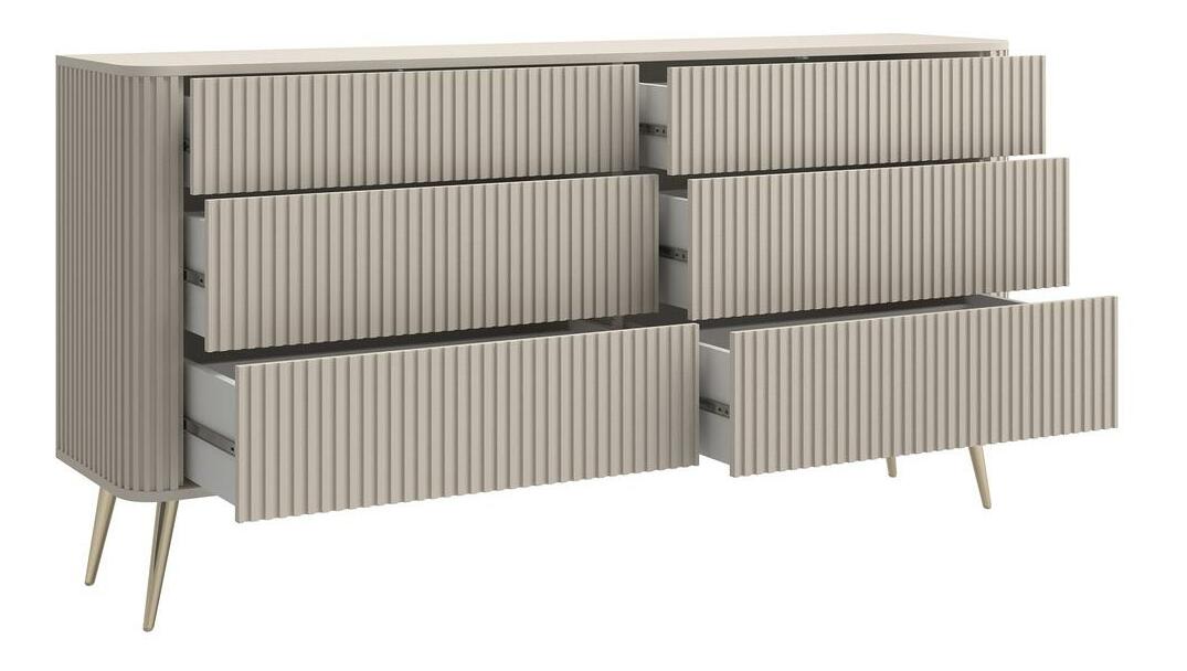 Comodă Oglio O2 (gri bej + auriu)