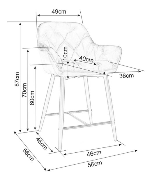 Scaun tip bar Champlain (Gri)