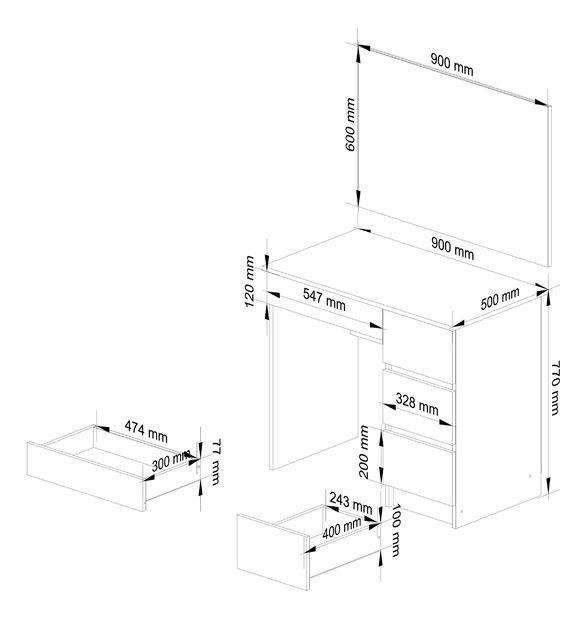 Toaletni stolić Pratik (bijela)