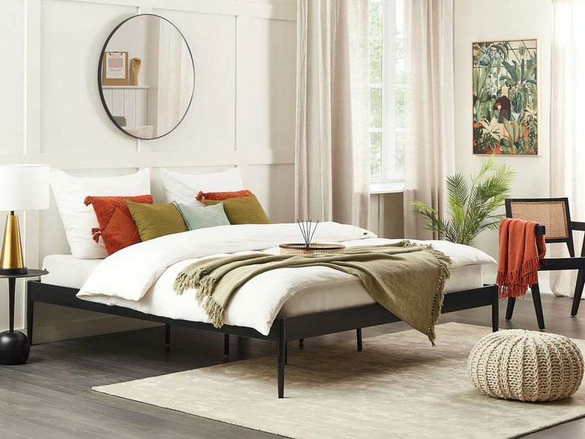 Pat matrimonial 180 cm Victoire (negru) (cu somieră)