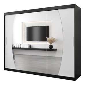 Dulap de haine 250 cm Eclipse (Negru mat + Alb mat)
