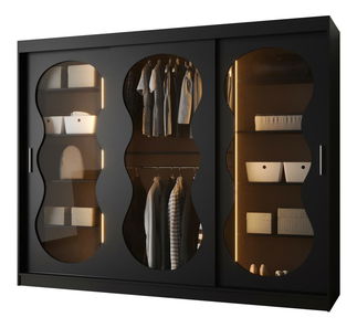 Ruhásszekrény 250 cm Boomer 3 (fekete) (világítással)