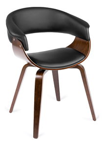Blagovaonska stolica Generosas 1 (crna eko koža + orah) 