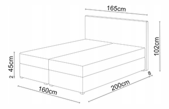 Manželská posteľ Boxspring 160x200 cm Mimosa (melírovaná svetlosivá + tmavosivá) (s roštom a matracom)