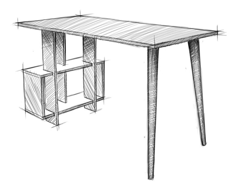 Radni stol Mavade 6 (antracit + hrast) 