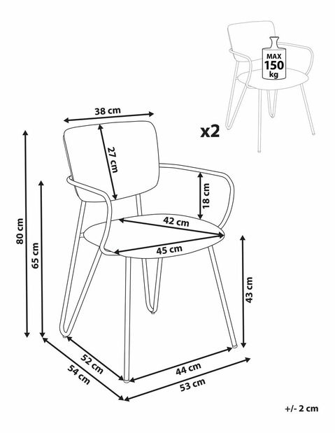 Set 2 ks jedálenských stoličiek Emmanuelle (oranžová)