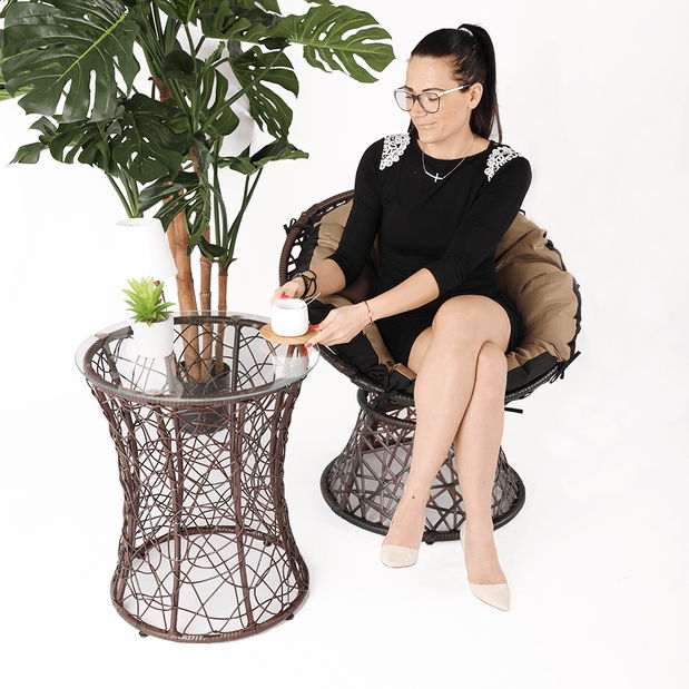 Otočné kreslo Trinny (hnedá + čierna)