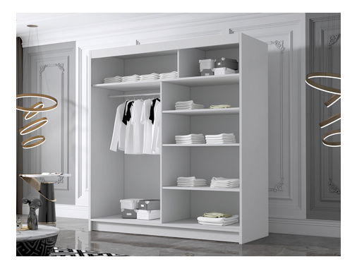 Dulap de haine cu uși culisante Bratoke III 180 (Cașmir + auriu) (cu oglindă)