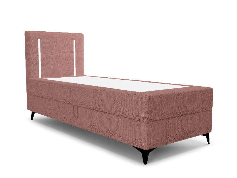 Jednostruki krevet 80 cm Ortega Comfort (terakota) (s podnicom i madracem, s prostorom za odlaganje) (s LED rasvjetom)