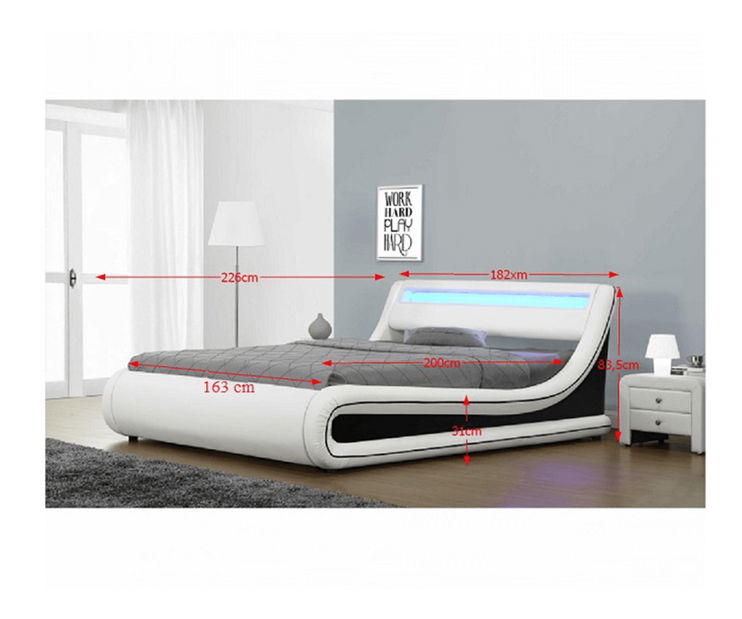 Manželská posteľ 160 cm Milda (s roštom, úl. priestorom a LED)