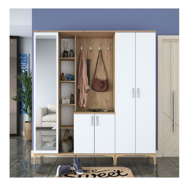 Predsoblje Emily 31 (s ogledalom) (orah + bijela)