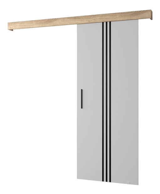 Uși culisante 90 cm Sharlene V (alb mat + stejar sonoma + negru)