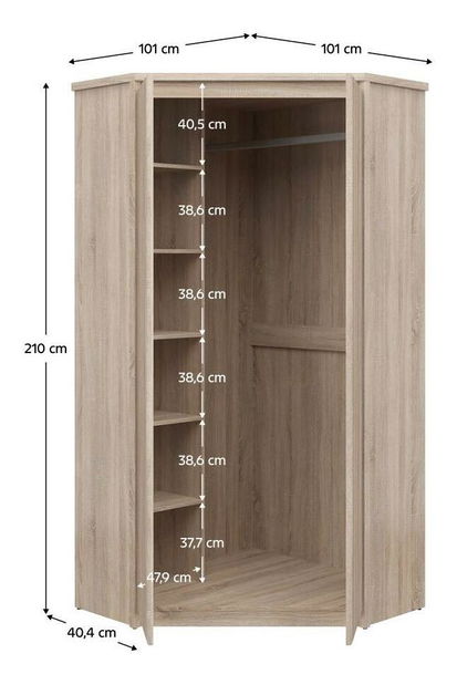 Kutni ormar za garderobu Nordanas 27 (hrast sonoma) 