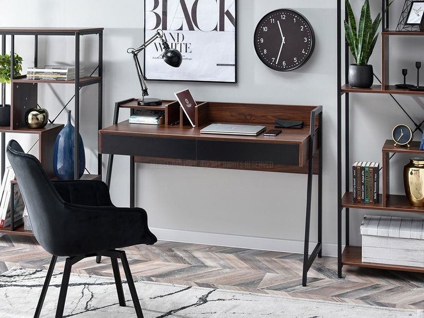 PC asztal Richiel (sötét dió + fekete)