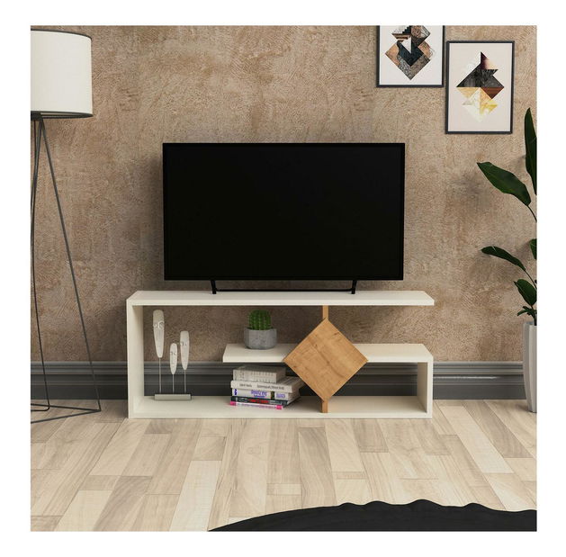 TV stolík Nanosa (biela + dub) 