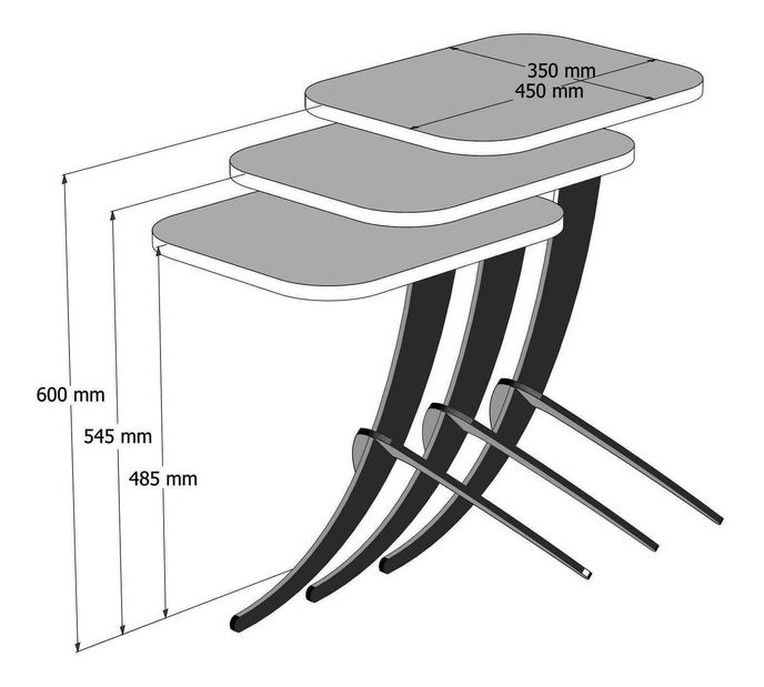 Dohányzóasztal szett (3 db.) Minuno (fehér)