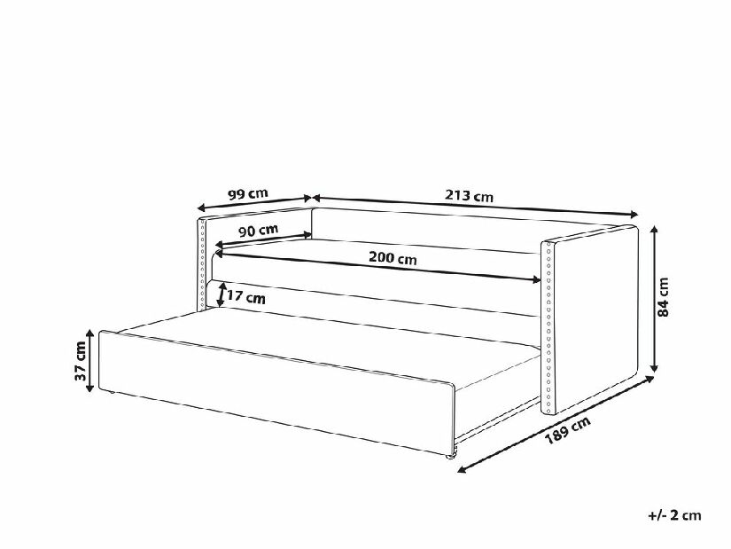 Jednostruki krevet 200 x 90 cm Tish (plava) (s podnicom)