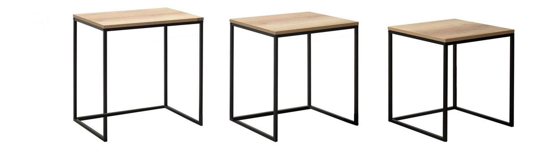 Set 3ks. konferenčných stolíkov Lepuki (orech + čierna)