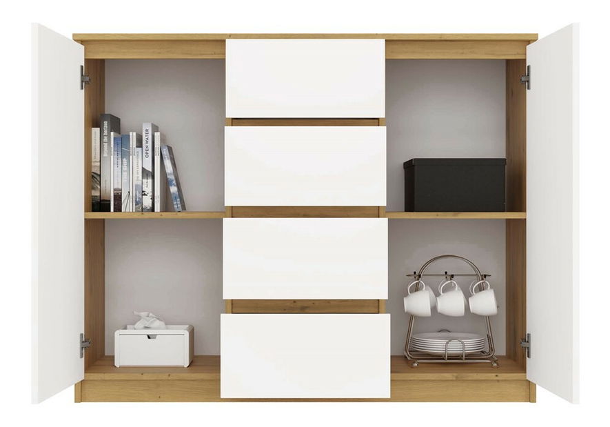 Comodă Musecalo 8 (stejar artisan + alb)