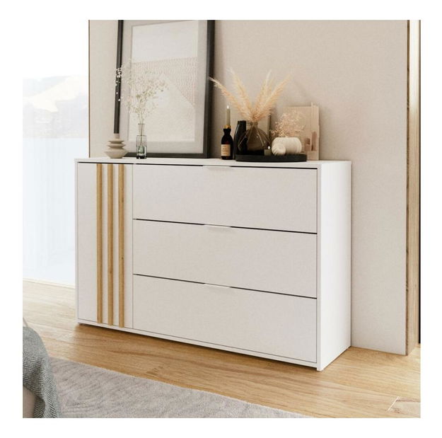 Comodă Frens (alb + stejar artisan)