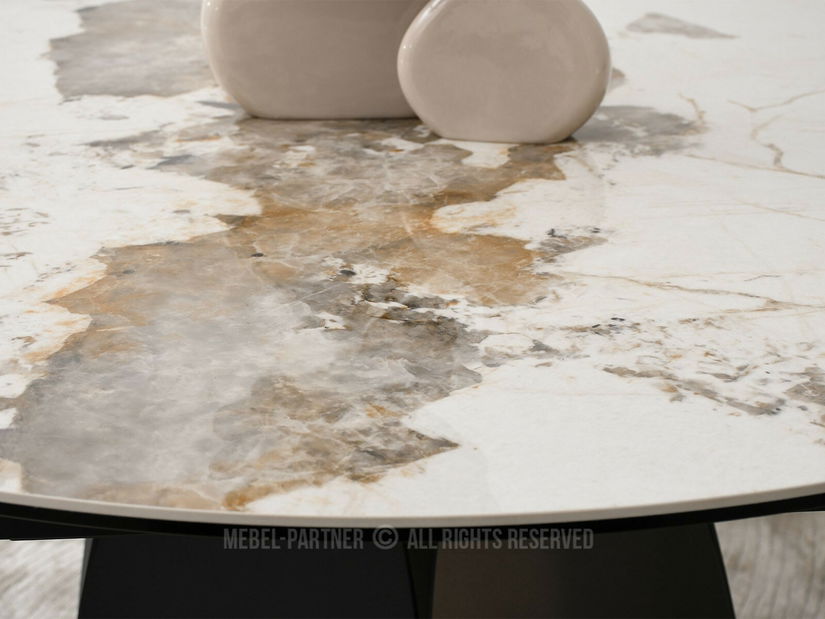 Masă sufragerie Facilidades (marmură + negru)