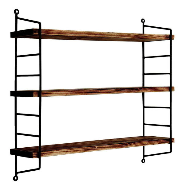 Dekorativna zidna polica Duvelo 6 (orah + crna)