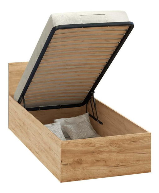 Jednolôžková posteľ 90 cm Discutibles (dub craft zlatý) (s roštom) (s úl. priestorom)