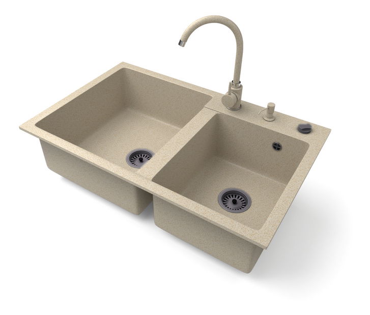 Kuhinjski sudoper Hakkon (bež) (sa 2 otvora za bateriju)