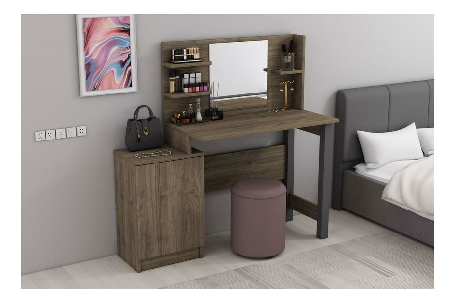 Toaletný stolík Jenna (orech + antracit)