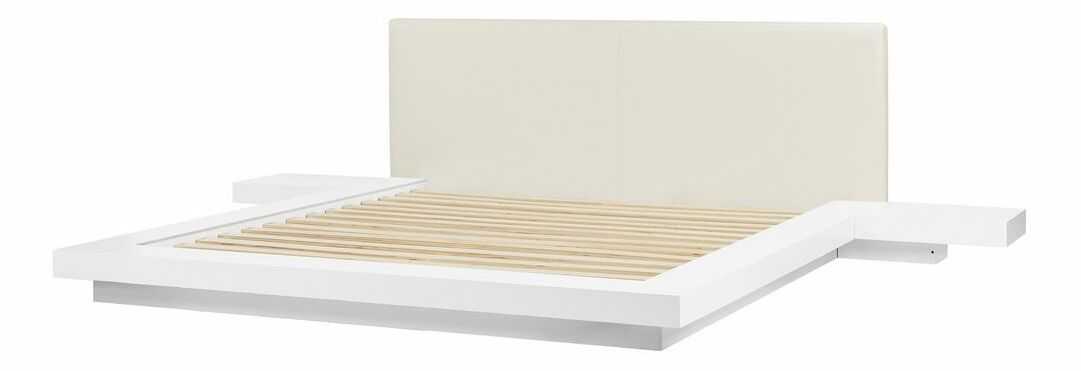 Manželská posteľ 180 cm ZEPHYRE (s roštom) (biela)