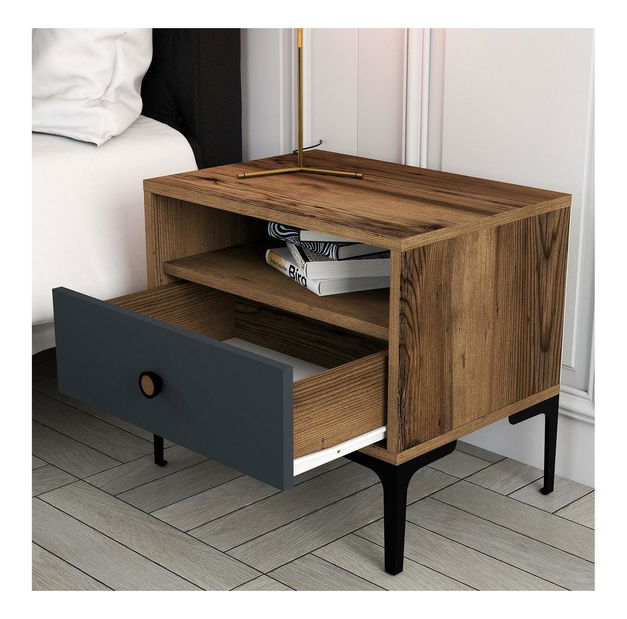 Noćni stolić Logan (orah + antracit)