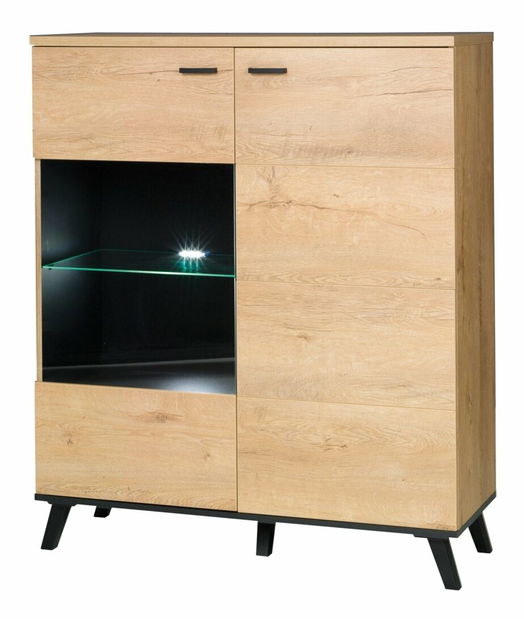 Vitrină Joyce J4 (stejar lefkas + negru)