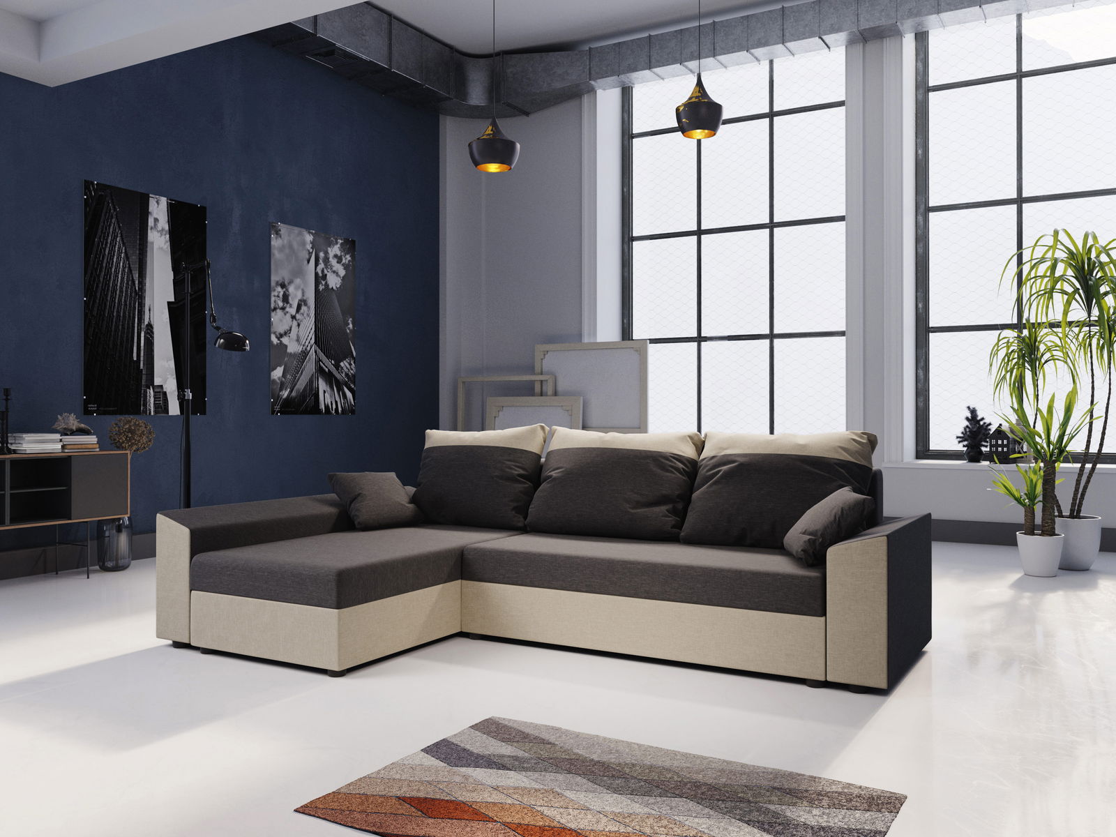 Sarok ülőgarnitúra Paragon L (bézs + barna) (B)