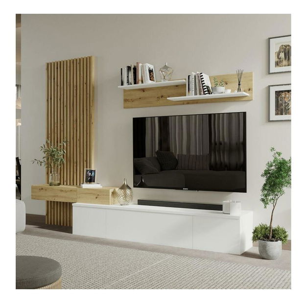 Mobilier living REBOKA (alb + stejar artisan)