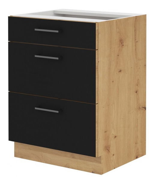 Donji kuhinjski ormarić- Morgan 60 D 2S BB (hrast artisan + crna)