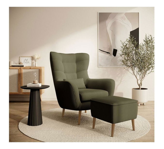 Fotoliu cu suport picioare Veneza VZ2 (măslin + fag)