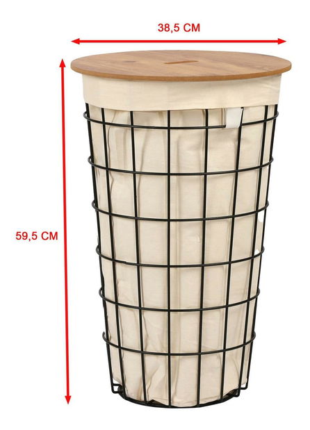 Coș de rufe Sidebe (stejar + negru) 