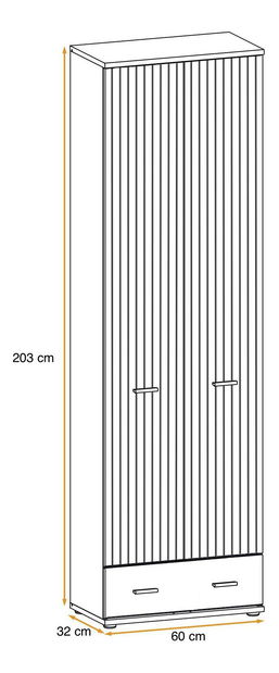 Dulap de haine Mablo (antracit + stejar artisan + negru)